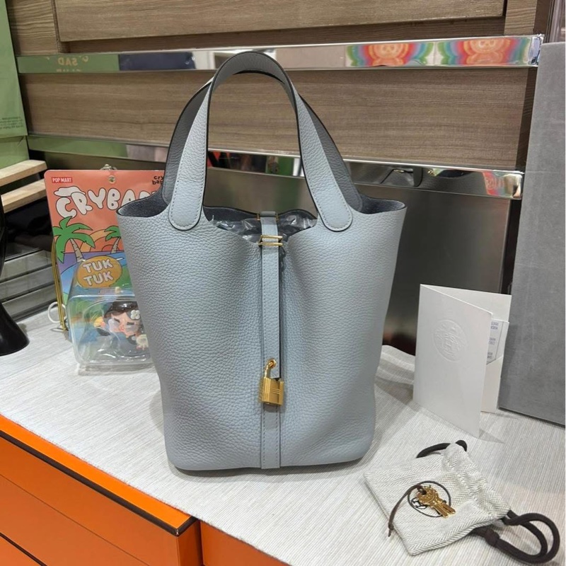 Hermes picotin 22,STAMP W,冰川藍金扣-0