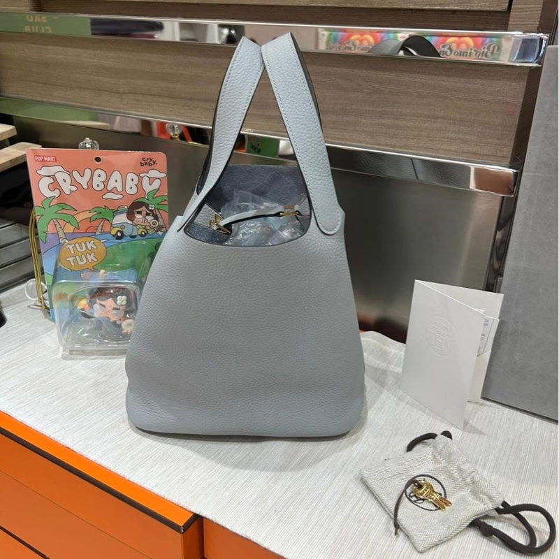 Hermes picotin 22,STAMP W,冰川藍金扣-3
