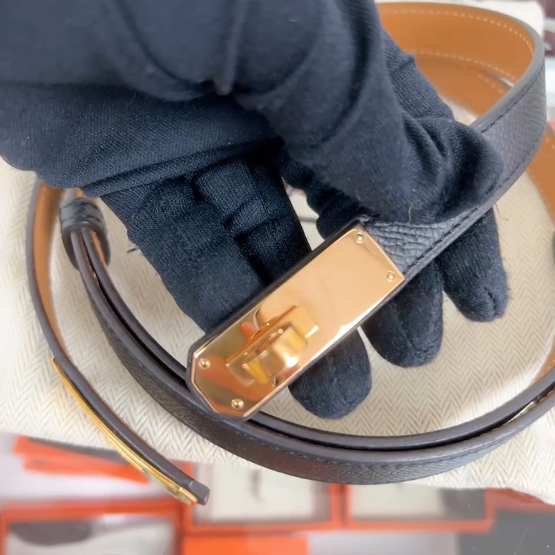 Hermes kelly belt 黑色玫瑰金腰帶/皮帶-1