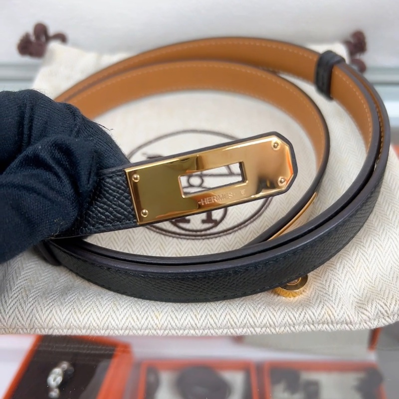 Hermes kelly belt 黑色玫瑰金腰帶/皮帶-3