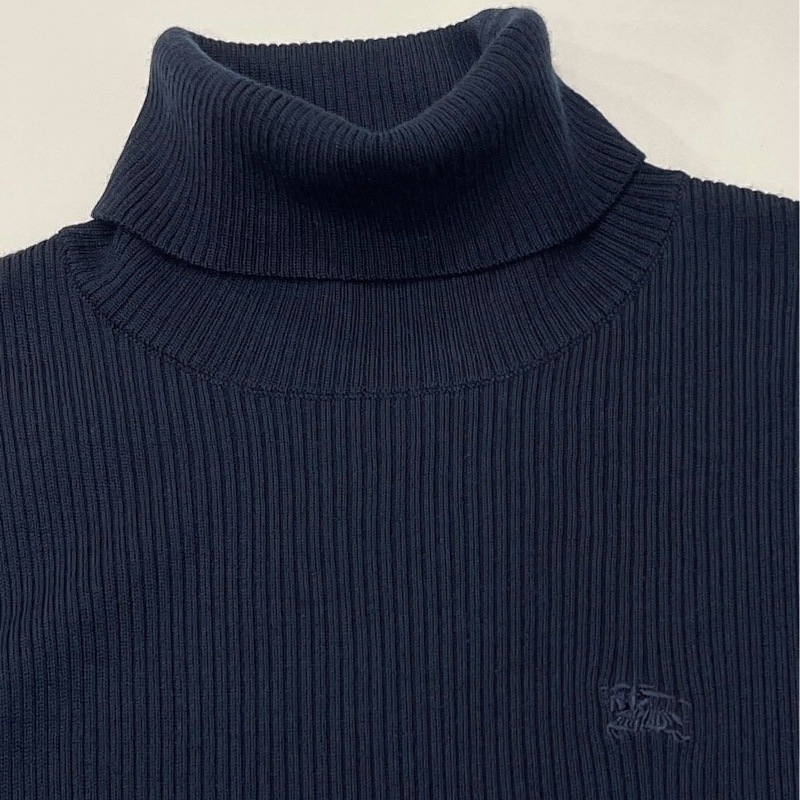 Burberry 藍標 高領戰馬針織拼接格紋毛料洋裝-2