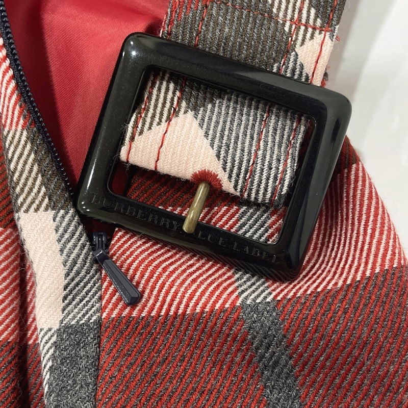 Burberry 藍標 高領戰馬針織拼接格紋毛料洋裝-3