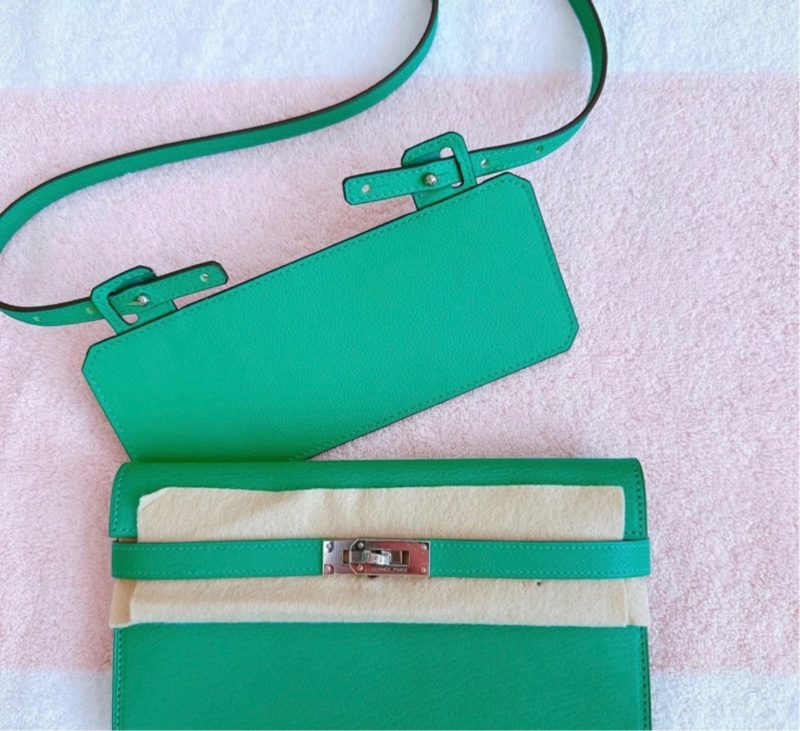 Hermes Kelly 凱莉 長夾/WOC/薄荷綠銀釦/近全新美品-2