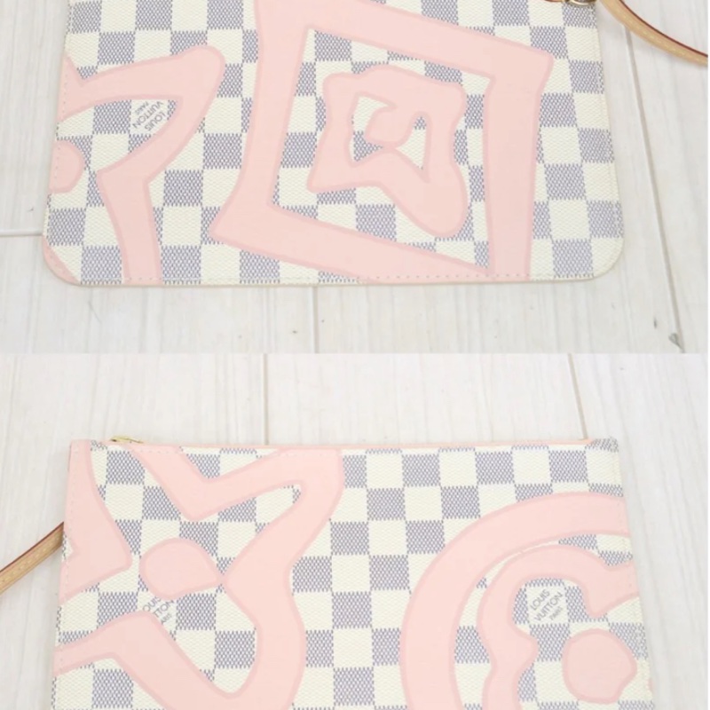 「JL精品代購」98新 LV 白棋盤格neverfull 購物袋-10