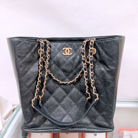Chanel shopping tote 黑金牛皮托特包