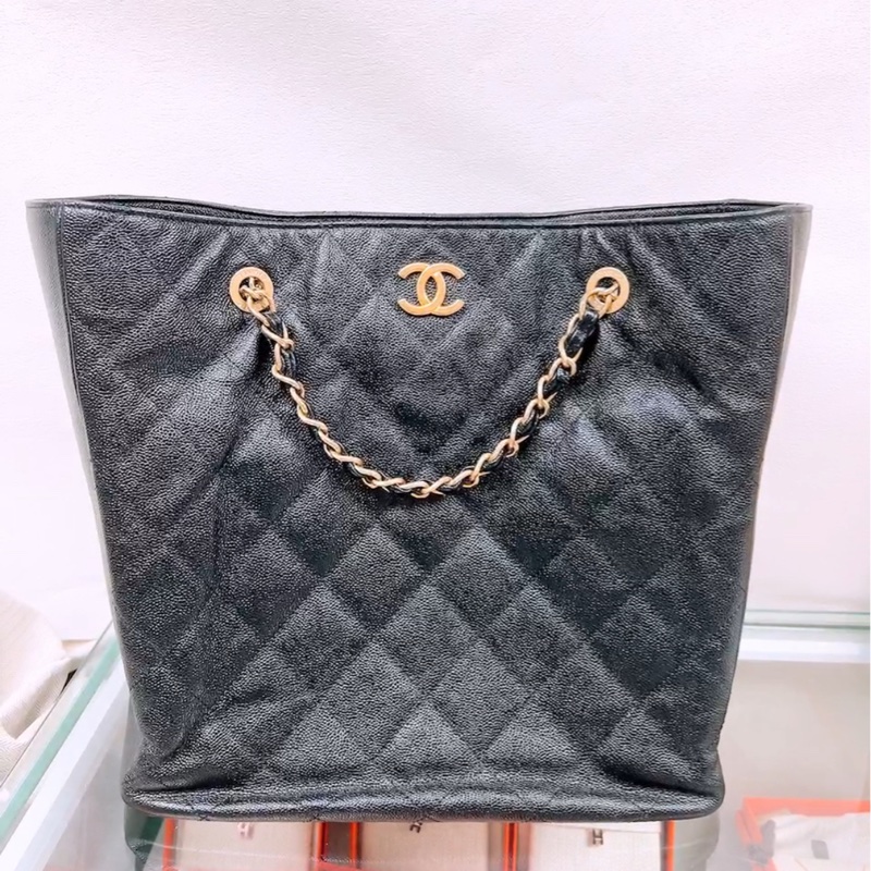 Chanel shopping tote 黑金牛皮托特包-1