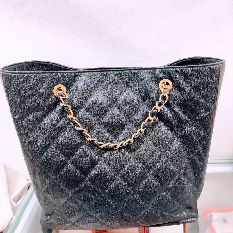 Chanel shopping tote 黑金牛皮托特包-7