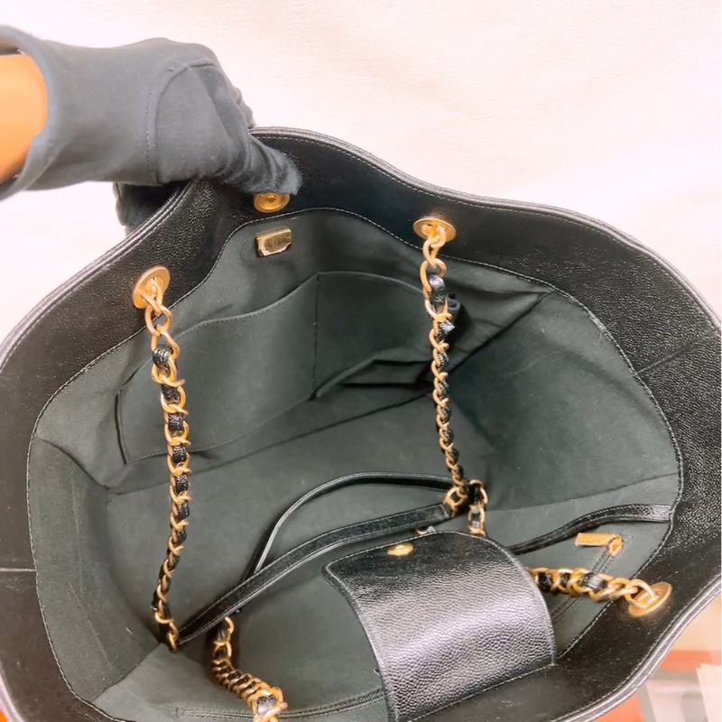 Chanel shopping tote 黑金牛皮托特包-12