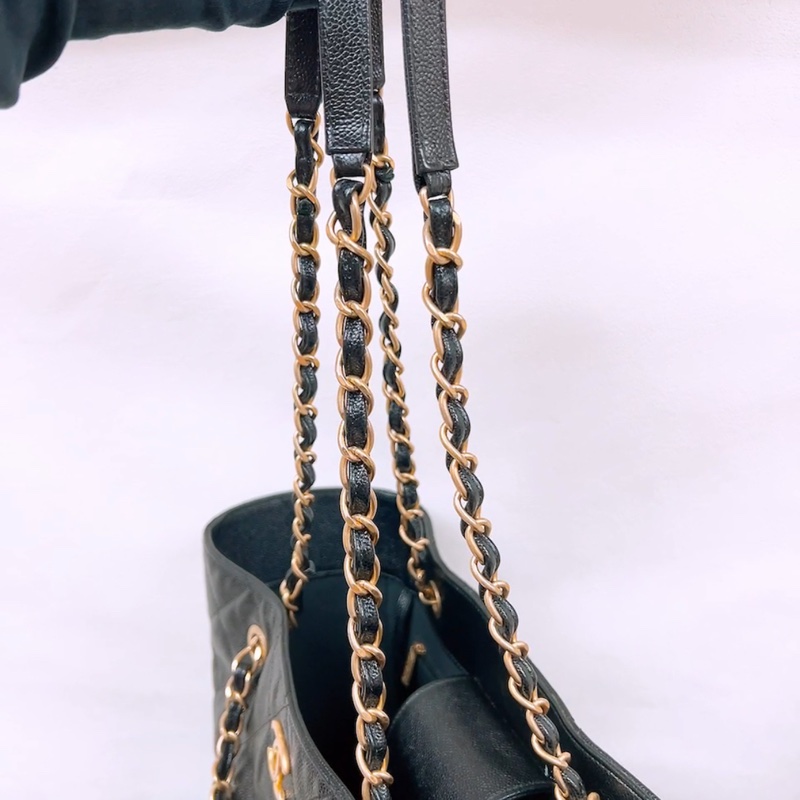 Chanel shopping tote 黑金牛皮托特包-13