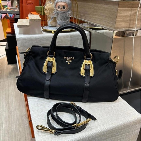 Prada nylon 2way bag 黑色金扣