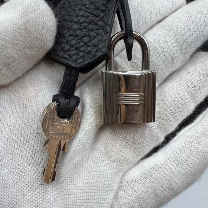95新 愛馬仕hermes 鉑金35黑銀 框q 鎖,全部都在-7