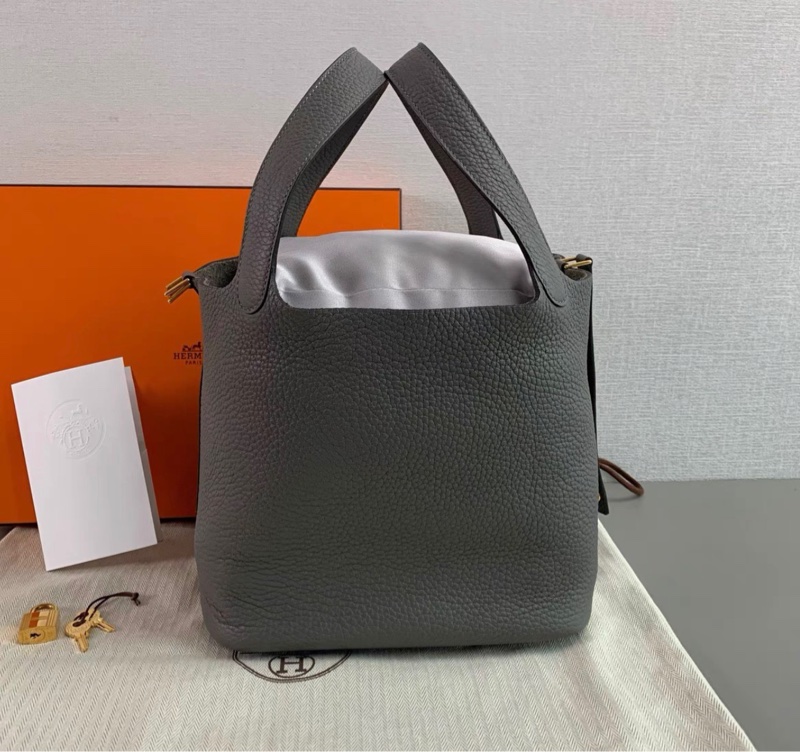 有購証🩷 Hermes Picotin 菜籃子22 積雨雲灰 tc皮 98新 U刻-0
