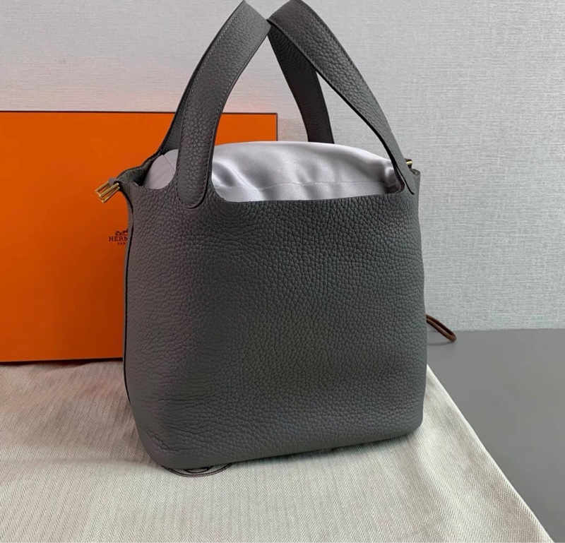 有購証🩷 Hermes Picotin 菜籃子22 積雨雲灰 tc皮 98新 U刻-1