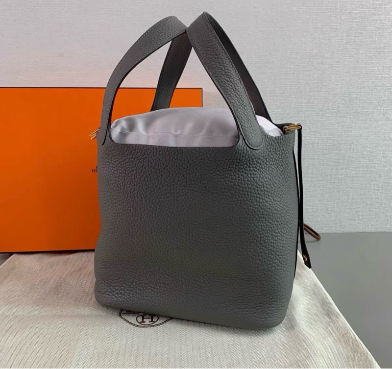 有購証🩷 Hermes Picotin 菜籃子22 積雨雲灰 tc皮 98新 U刻-2