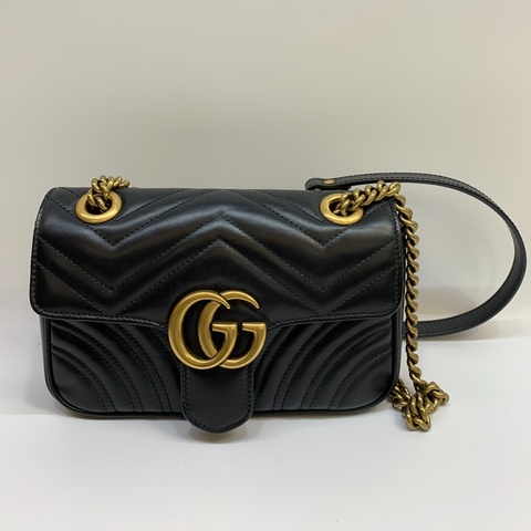 GUCCI MARMONT 26 馬夢牛皮皮革掀背肩背包
