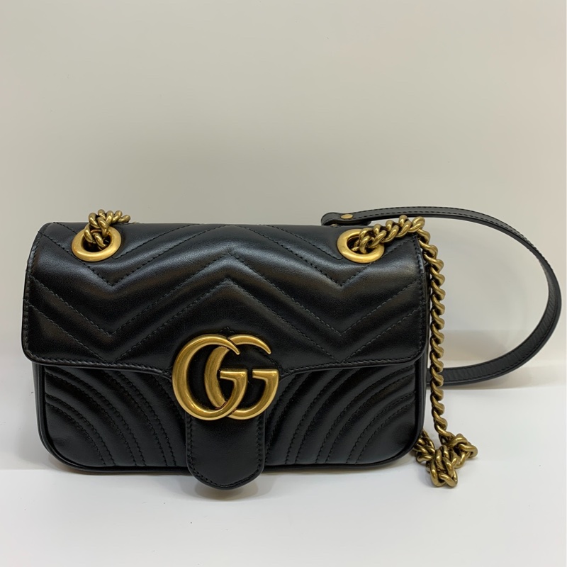 GUCCI MARMONT 26 馬夢牛皮皮革掀背肩背包-5