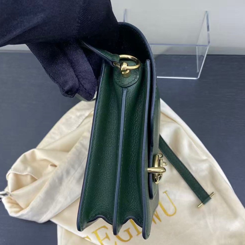 🌈Hermes💚Mini Roulis 19💚英國綠金扣🌟99新🌟evercolor皮🌟-2