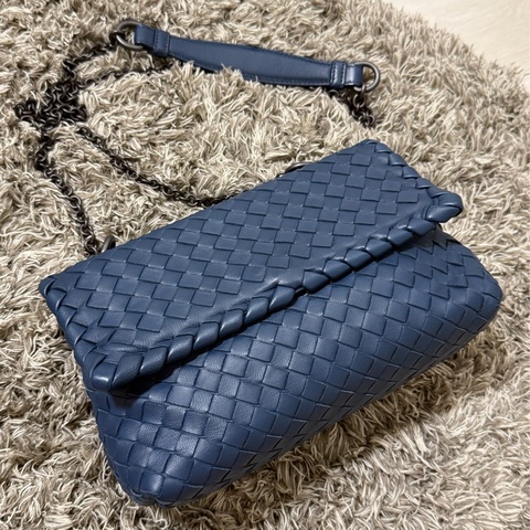 Bottega Veneta BV 藍色編織掀蓋包
