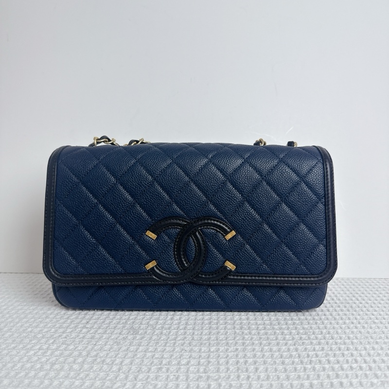 Chanel CC Filigree Flap Bag - Navy / Ghw-0
