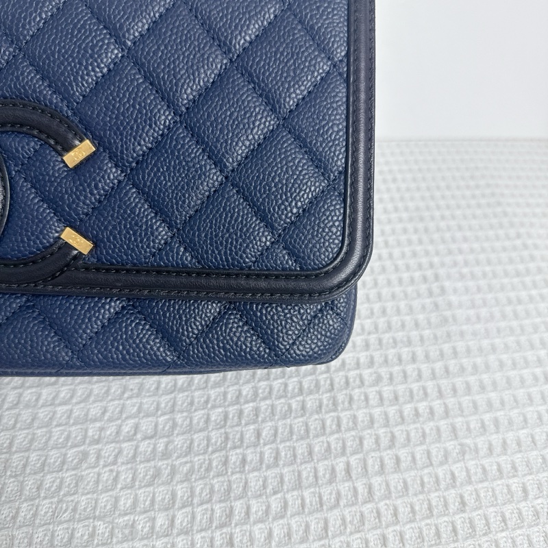 Chanel CC Filigree Flap Bag - Navy / Ghw-5