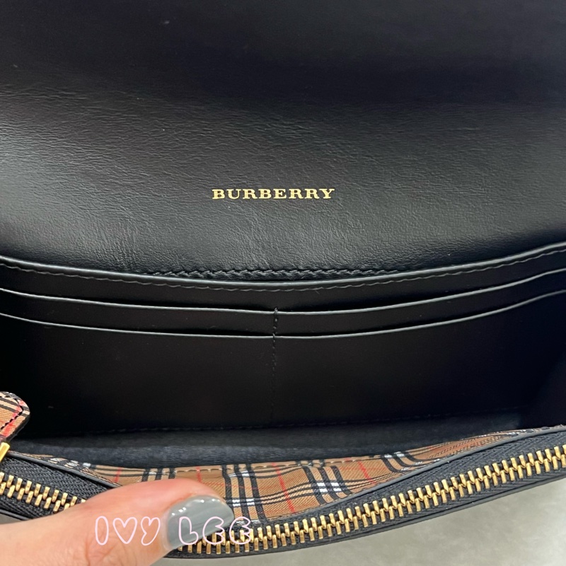 BURBERRY 經典格紋 拚接黑 造型 男女適用 長夾-3
