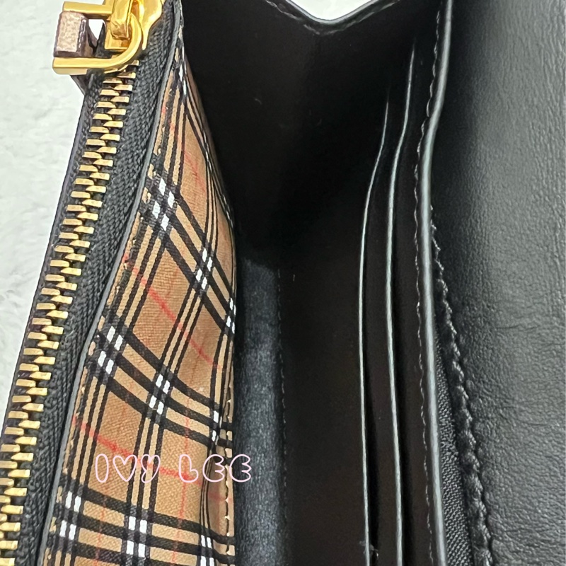 BURBERRY 經典格紋 拚接黑 造型 男女適用 長夾-6