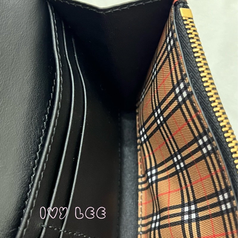 BURBERRY 經典格紋 拚接黑 造型 男女適用 長夾-7