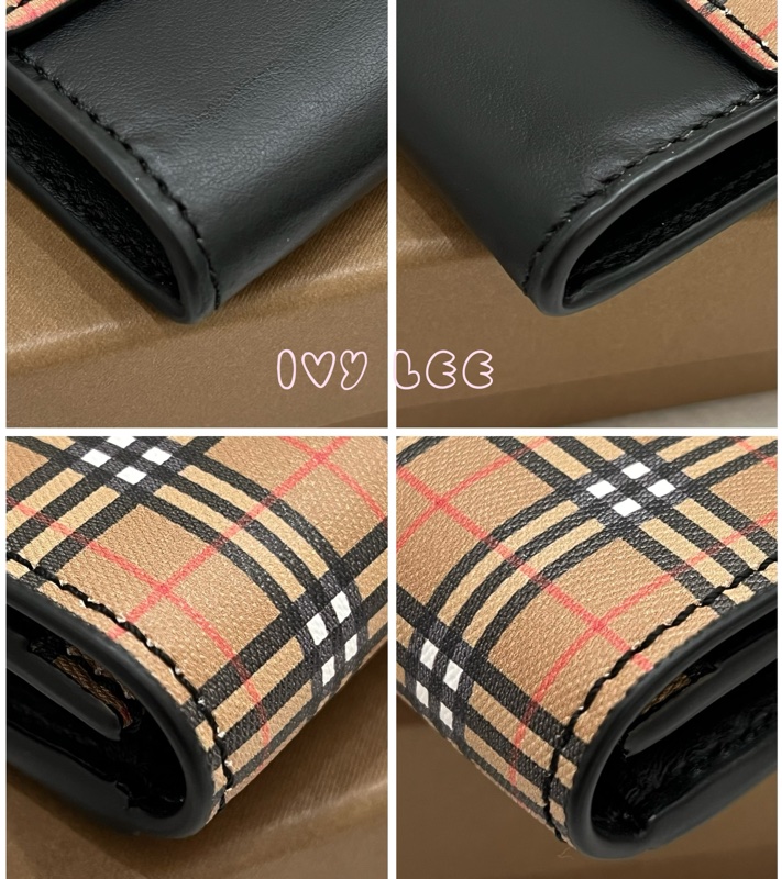 BURBERRY 經典格紋 拚接黑 造型 男女適用 長夾-11