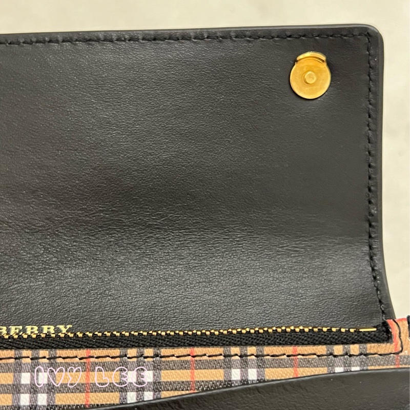 BURBERRY 經典格紋 拚接黑 造型 男女適用 長夾-18