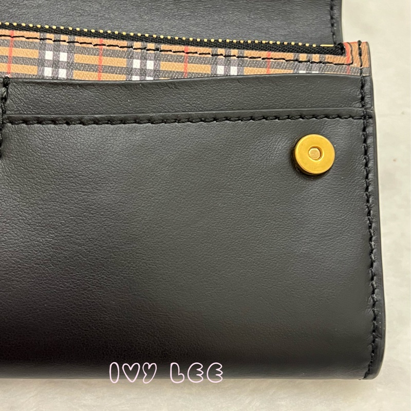 BURBERRY 經典格紋 拚接黑 造型 男女適用 長夾-19