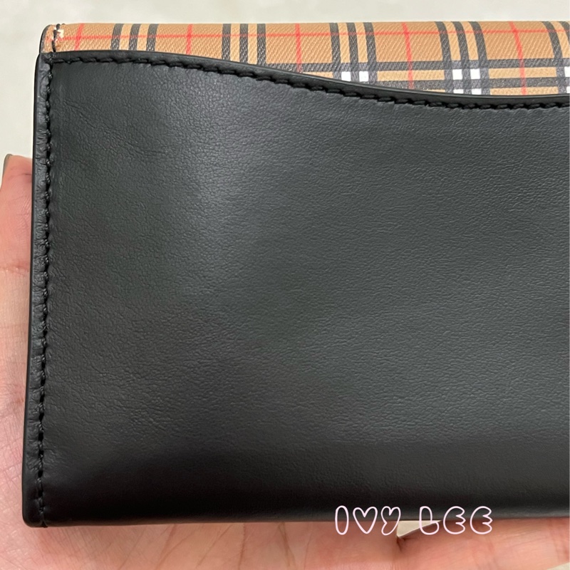 BURBERRY 經典格紋 拚接黑 造型 男女適用 長夾-21
