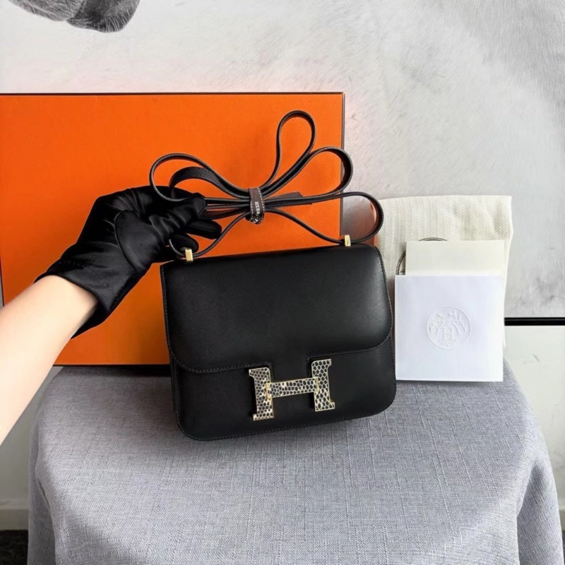 99新大全套 hermes 🩷constance19 康康19 mini monsieur皮 黑金 蜥蜴扣‼️-1