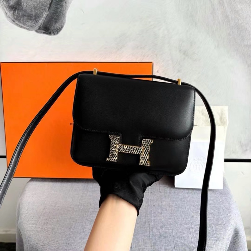 99新大全套 hermes 🩷constance19 康康19 mini monsieur皮 黑金 蜥蜴扣‼️-3