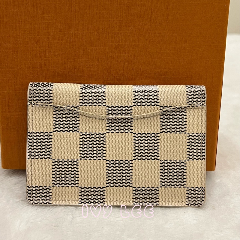 LOUIS VUITTON Damier Azur Organizer De Poche 卡片夾 名片夾 N61727 白色棋盤 正品 二手精品-1