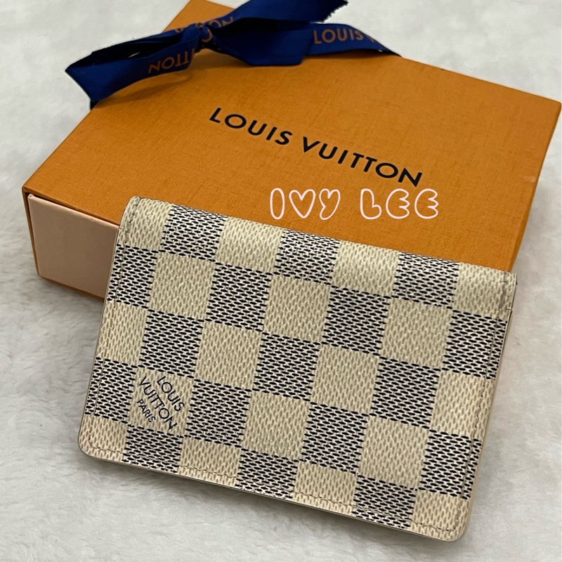 LOUIS VUITTON Damier Azur Organizer De Poche 卡片夾 名片夾 N61727 白色棋盤 正品 二手精品-16
