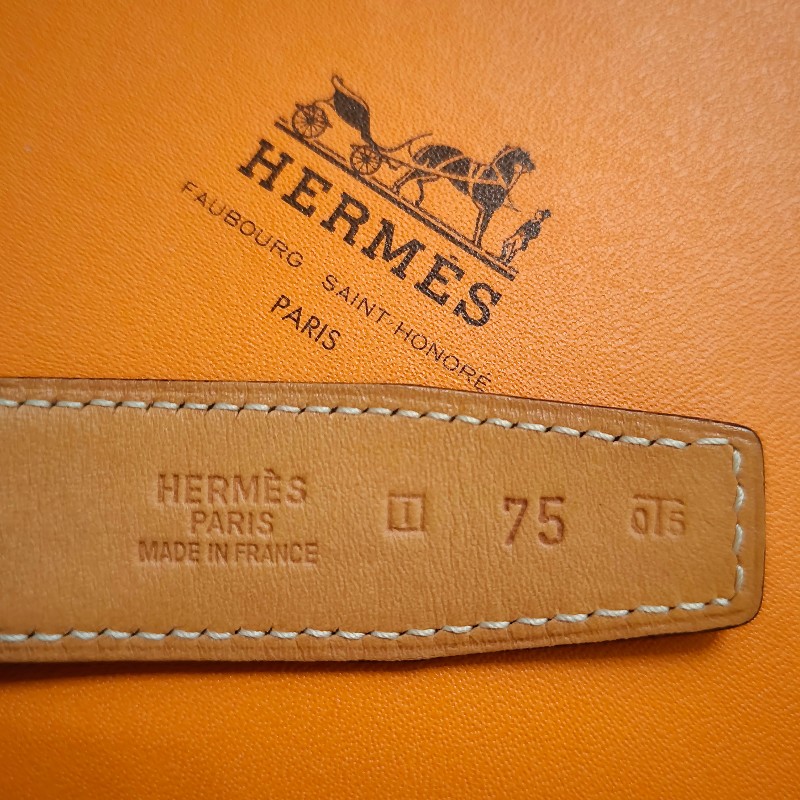Herme's 經典H金屬帶扣咖色皮帶-6
