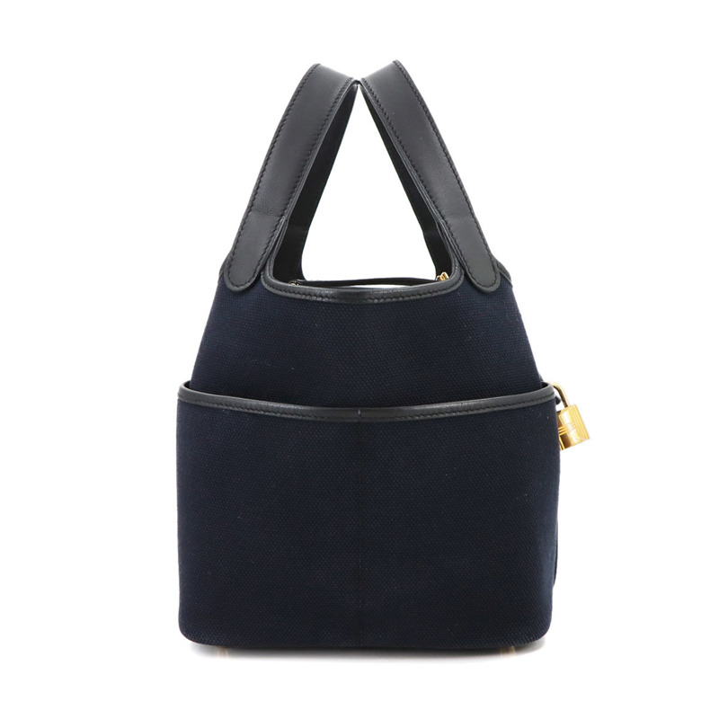 Hermes Hermès Picotin Lock 18 PM Cargo Pocket, Toile Goélan, Swift, Blue Marine, Black, B Stamp, Gold Hardware-2