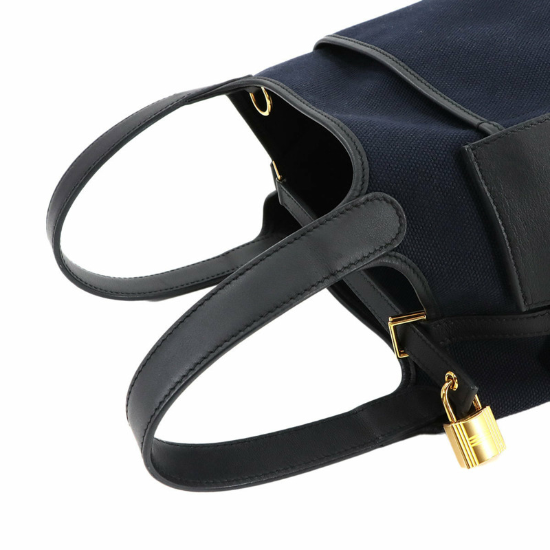 Hermes Hermès Picotin Lock 18 PM Cargo Pocket, Toile Goélan, Swift, Blue Marine, Black, B Stamp, Gold Hardware-5