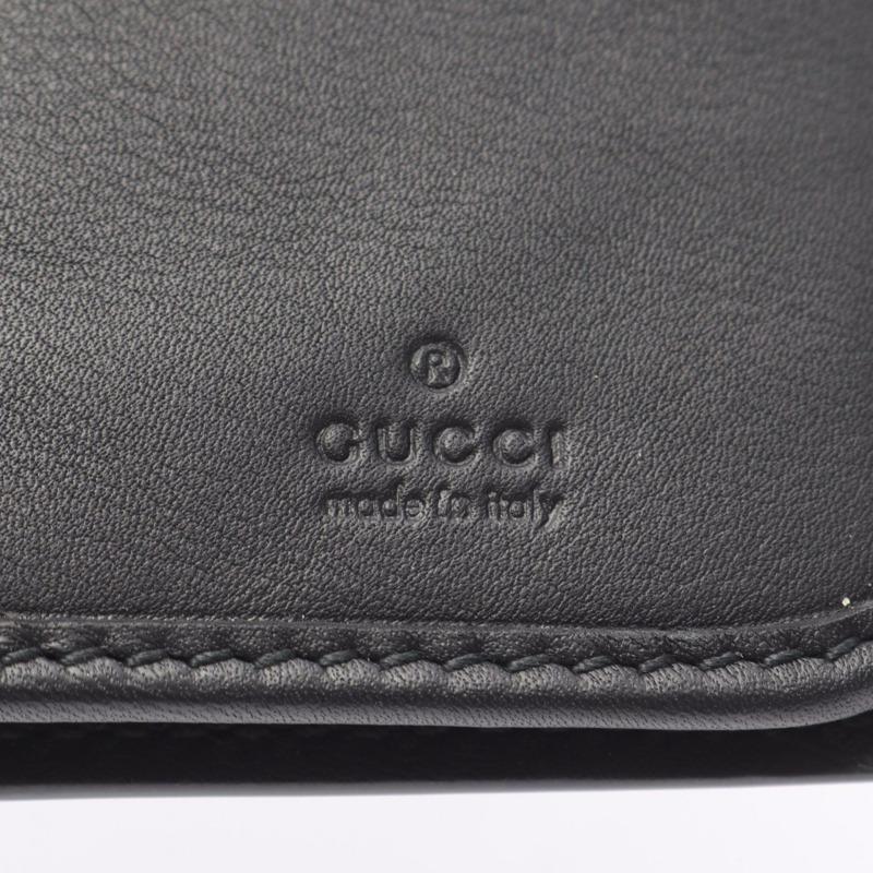 GUCCI 雙折皮夾 386836 皮革 稀有皮革 黑色 二手 女士-3