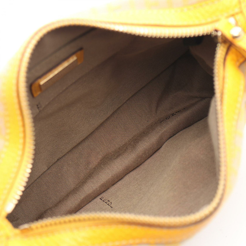 FENDI Zucchino 斜背包 8BT089 帆布皮革米黃色二手-2