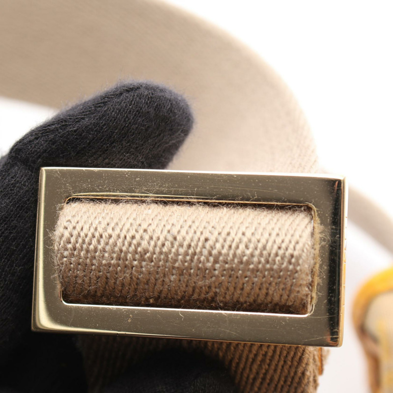 FENDI Zucchino 斜背包 8BT089 帆布皮革米黃色二手-6