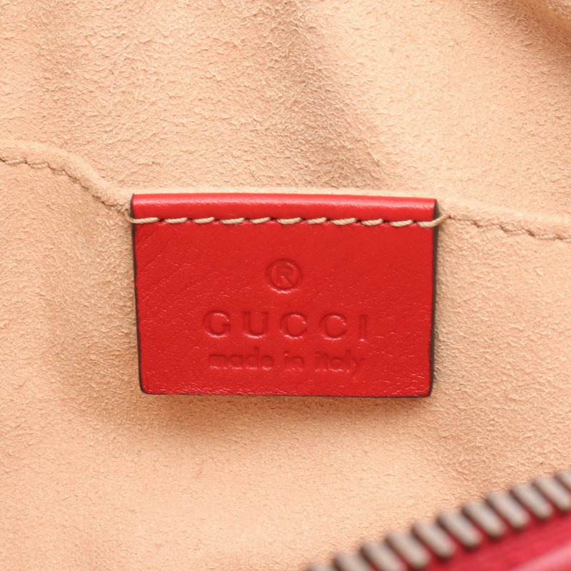 GUCCI GG Marmont 腰包 476434 皮革 紅色 二手 女士-3
