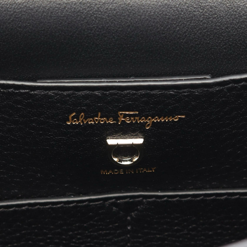 Salvatore Ferragamo Gancini 肩背包 21 H984 皮革 米色 黑色 二手 女士-3