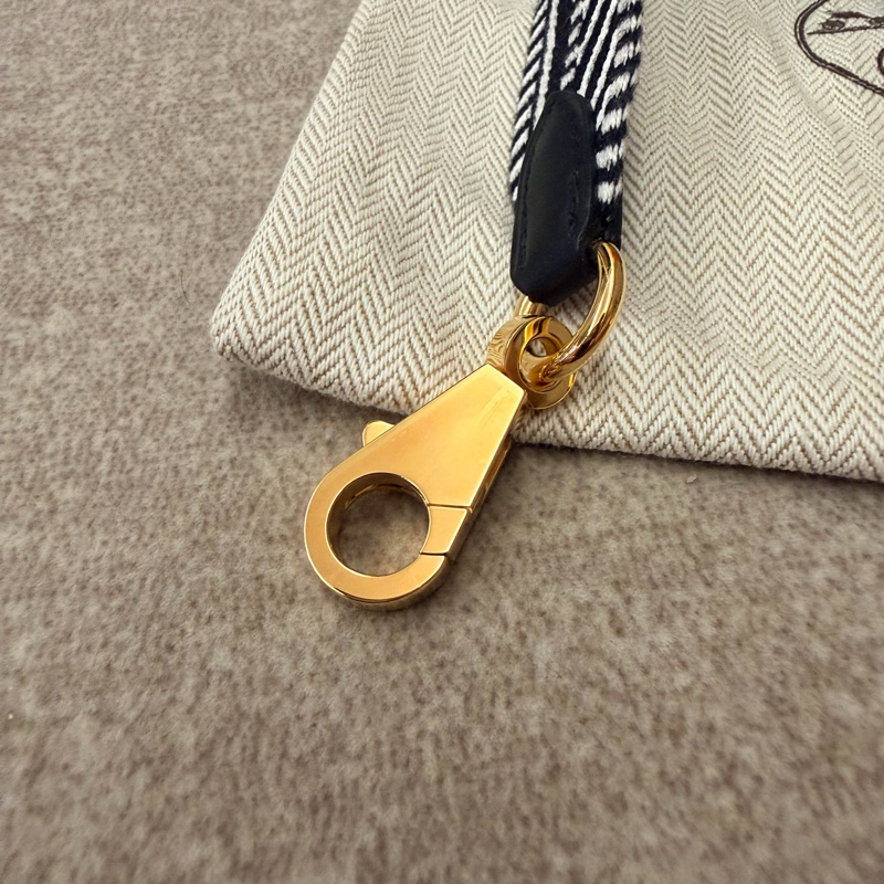 Hermes 長編織肩帶 黑白配色 金釦-3