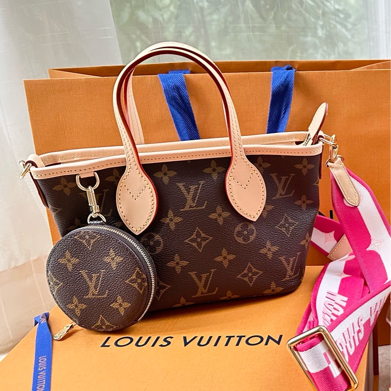 Louis Vuitton Neverfull BB 手提 斜背包 粉色背袋 M46786 晶片款 附購買證明/防塵袋/收納箱/紙袋-0
