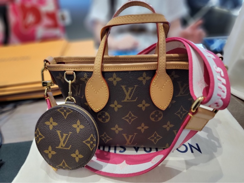 Louis Vuitton Neverfull BB 手提 斜背包 粉色背袋 M46786 晶片款 附購買證明/防塵袋/收納箱/紙袋-1