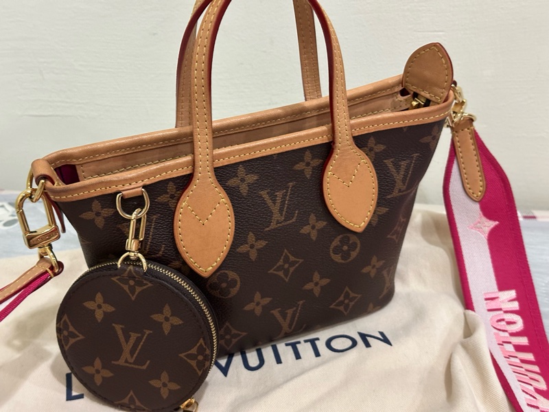 Louis Vuitton Neverfull BB 手提 斜背包 粉色背袋 M46786 晶片款 附購買證明/防塵袋/收納箱/紙袋-2