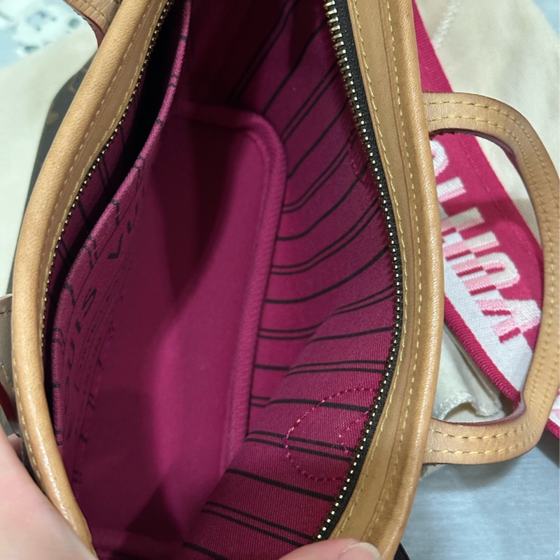 Louis Vuitton Neverfull BB 手提 斜背包 粉色背袋 M46786 晶片款 附購買證明/防塵袋/收納箱/紙袋-9
