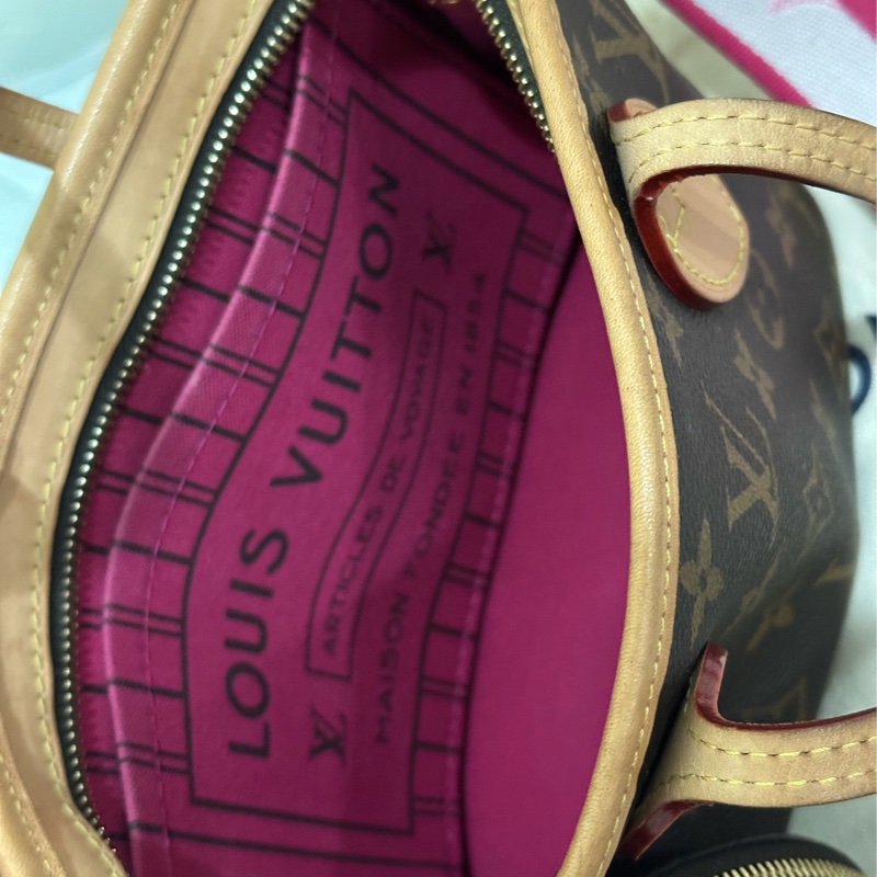 Louis Vuitton Neverfull BB 手提 斜背包 粉色背袋 M46786 晶片款 附購買證明/防塵袋/收納箱/紙袋-10