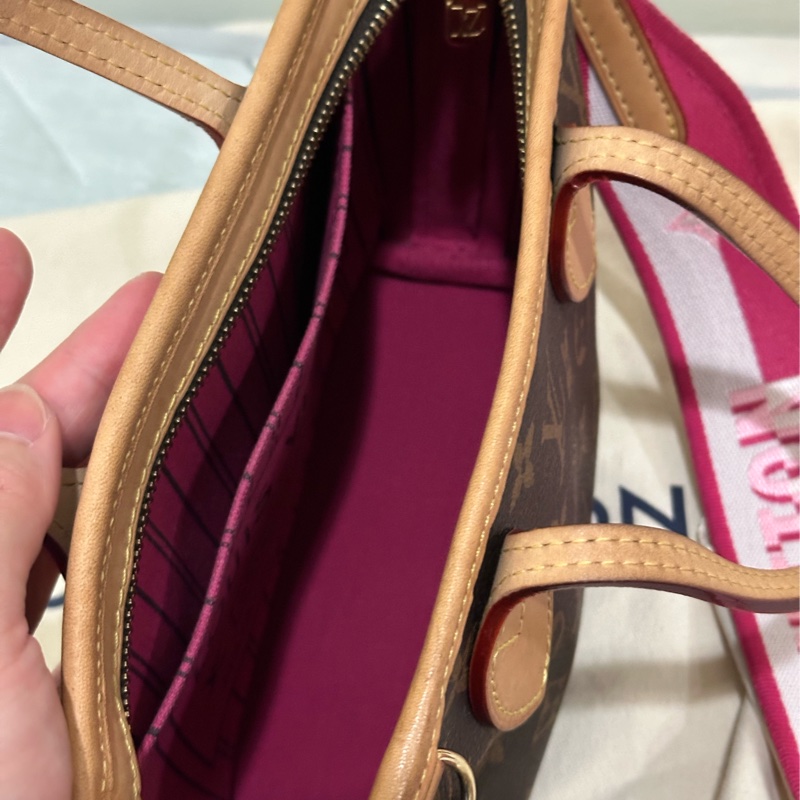 Louis Vuitton Neverfull BB 手提 斜背包 粉色背袋 M46786 晶片款 附購買證明/防塵袋/收納箱/紙袋-11